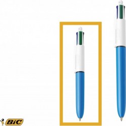 Bic 4 Colours Family Pen Pack Druckkugelschreiber mit vier Tintenfarben, 4er Set (2 Mini, 2 Original)