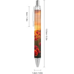 Kugelschreiber mit Mohnfeld bei Sonnenuntergang, schwarze Tinte, Kugelschreiber, einziehbarer Journalstift, Arbeitsstift, Bürostifte für Männer und Frauen, 1 Stück