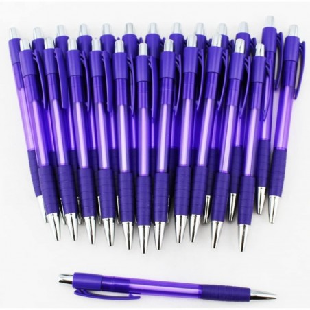 EZPENCILS & GIFTS – Blanko-Stifte in Großpackung – Silberne Spitze und Kappe – Stifte mit schwarzer Tinte – Rasterstifte – Lilafarbener Schaft – 10 Stück