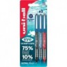 uni-ball Eye Ocean Care UB-150ROP Tintenroller. Mikro-Kugelschreiberspitze 0,5 mm für sanftes Schreiben, Zeichnen, Kunst und Malen. Farb- und wasserfeste flüssige Uni Super-Tinte. 3er-Pack Schwarz, Blau, Rot