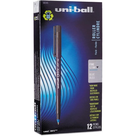 uni-ball Onyx Rollerball-Stift auf Farbstoffbasis, blau, insgesamt 12 Stück