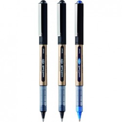 uni-ball UB-150-10 Eye On Point Stay Gold Kugelschreiber in Schwarz und Blau. Hochwertige 1,0-mm-Rollerballspitze für superweiche Handschrift. Farb- und wasserfeste flüssige Uni Super-Tinte. 3er-Pack