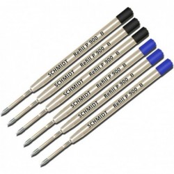 Lanier Kombipack – 6er-Pack – Schmidt P900 B Parker-Stil Kugelschreibermine, schwarze/blaue Tinte, breite Spitze (1,0 mm),