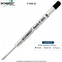 Lanier Combo Pack – 6 Stück – Schmidt P900 B Parker Style Kugelschreibermine, schwarze Tinte, breite Spitze