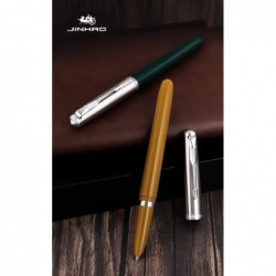 4 2er-Set Jinhao 86 Füllfederhalter aus Kunstharz mit extra feiner Feder, klassisches Design mit Tintenkonverter (Khaki, Grau, Lila und Grün)