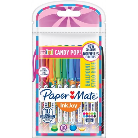 Paper Mate InkJoy Mini-Kugelschreiber | Einziehbare mittlere Spitze (1,0 mm) | Candy-Pop-Verpackungen | 10 Stück