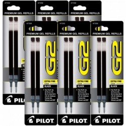 Pilot G2 Gel-Tintenmine für Rolling Ball Pens, extrafeine Spitze, schwarze Tinte (PIL77232-6PACKS)