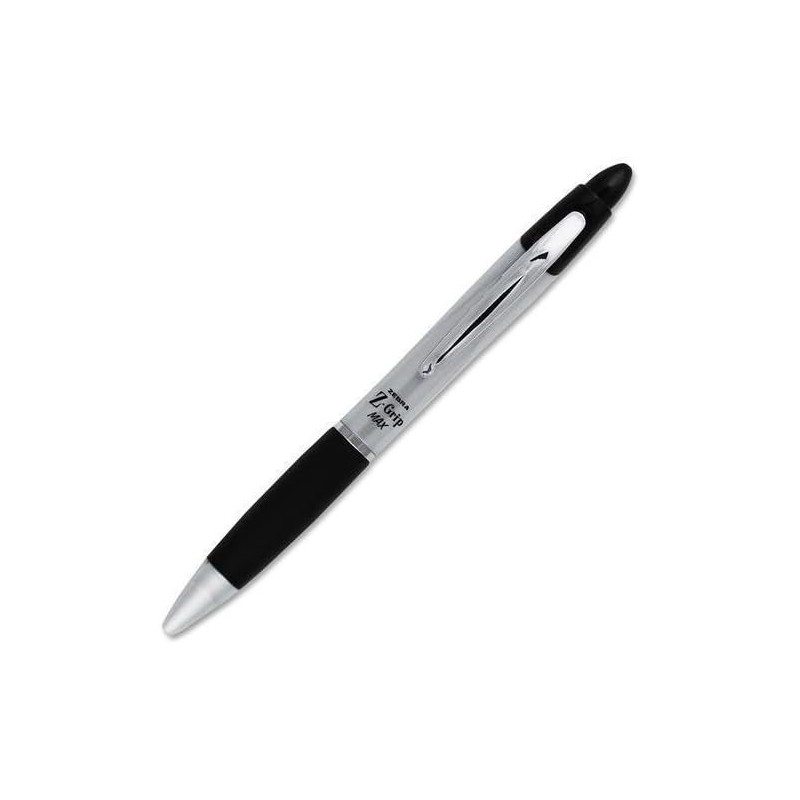 22410 Zebra-Stift Z-Grip MAX – mittlere Stiftspitze – 1 mm Stiftspitze – konische Stiftspitze – schwarze Tinte – grauer Schaft – 12 / Dutzend