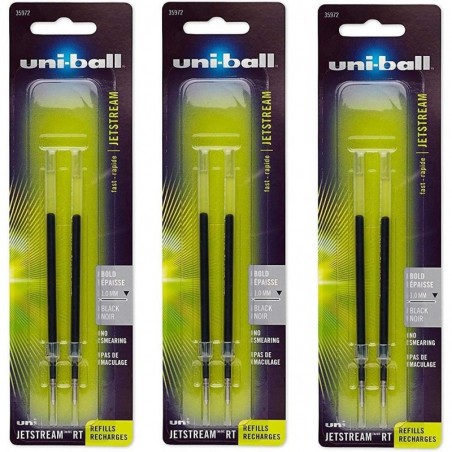 uni-ball Jetstream RT Kugelschreiberminen, dicke Spitze (1,0 mm), schwarz, 6 Stück