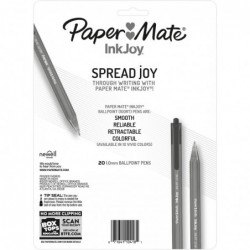 Paper Mate Inkjoy 100 RT Kugelschreiber, einziehbar, mittel 1 mm, schwarze Tinte, schwarzer Schaft, 20/Packung