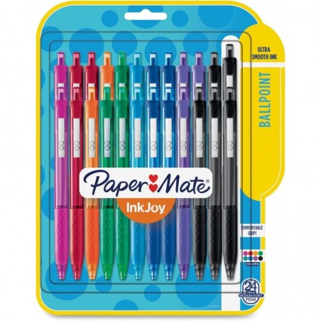 Paper Mate InkJoy 300RT Druckkugelschreiber, mittlere Spitze, 8 Tintenfarben, 24er-Pack (1945926)