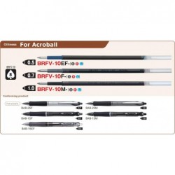 Pilot Acroball Advanced Tintenminen für Acroball Druckkugelschreiber, feine Spitze 0,7 mm, schwarze Tinte, 10er-Pack, Haftnotizen-Vorteilsset