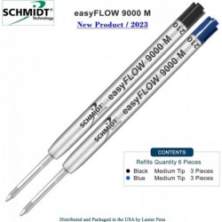 Bedruckte Schmidt easyFLOW9000 Kugelschreibermine - Schwarze und blaue Tinte, mittlere Spitze 1,0 mm - 6er-Pack