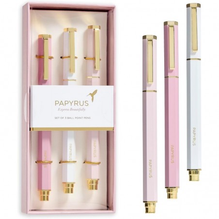 Papyrus Luxuriöser Schreibstift – Gleichmäßiger Tintenfluss, angenehmer Griff, Ideal für Büro- und Schulbedarf, 3er-Set, Blush