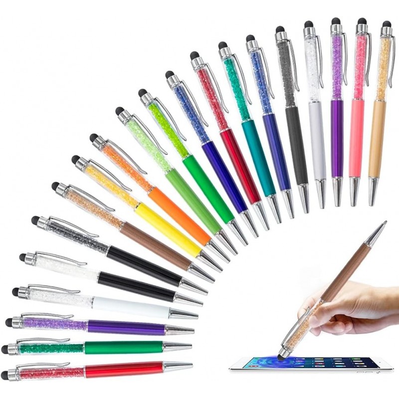 20 Stück Bling Stylus Pen Einziehbarer Kugelschreiber Kristall Diamant Bildschirm Touch Pen Kapazitive Stifte für Note Tab Büro Schule Schreibwaren (20 Stifte-Schwarze Tinte)