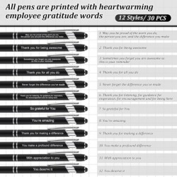 Outus 30 Stück Mitarbeiter-Anerkennungsstifte mit Stylus-Spitze, inspirierende Metall-Kugelschreiber mit schwarzer Tinte und Touchscreen, Anerkennungsgeschenke für Kollegen, Mitarbeiter, 12 Stile (schwarz)