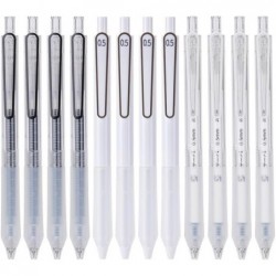 Gelschreiber, schwarze Gel-Tintenstifte, 12 Stück, 0,5 mm, feine Spitze, glattes Schreiben, Kugelschreiber zum Tagebuchschreiben, Tinte springt nicht, einziehbar, niedlich, ästhetisch, Büro-/Schulbedarf, Geschenke für Frauen