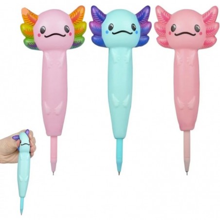 Axolotl 8" Squishy Pen 3er-Pack – Büro, Schule – lustige Squishy Pens – Angst, ADHS, Partygeschenke, Preise, Büro