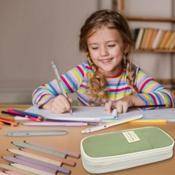 41-teiliges ästhetisches Schulmaterial mit süßem Stiftetui, 5 Gelstiften mit schwarzer Tinte, 12 Textmarkern in Pastell, 6 Druckbleistiften (0,5 und 0,7 mm) für wichtige Schulmaterialien (grün)