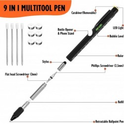 Coole Stiftgeschenke für Männer, 9-in-1-Multifunktionswerkzeug, technische Stift-Gadgets für Männer, personalisierte Geschenke für Papa oder ihn, lustiges Geschenk zu Weihnachten, zum Vatertag, zum Valentinstag oder zum Geburtstag (9 IN 1 Schwarz)