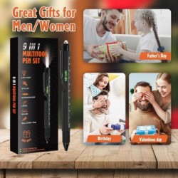 Coole Stiftgeschenke für Männer, 9-in-1-Multifunktionswerkzeug, technische Stift-Gadgets für Männer, personalisierte Geschenke für Papa oder ihn, lustiges Geschenk zu Weihnachten, zum Vatertag, zum Valentinstag oder zum Geburtstag (9 IN 1 Schwarz)