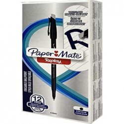 Paper Mate Replay 40. Jubiläums-Kugelschreiber, radierbar, limitierte Auflage, 12er-Pack, schwarz