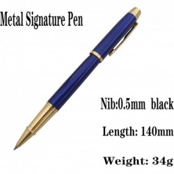 Metall-Signatur-Stift, Büro-Rollerball, Kugelschreiber mit schwarzer Tinte, schönes Geschenk für Familie, Klassenkameraden und Kollegen, auswechselbare 0,5-mm-Minen, in Geschenkverpackung (blau)