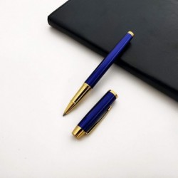 Metall-Signatur-Stift, Büro-Rollerball, Kugelschreiber mit schwarzer Tinte, schönes Geschenk für Familie, Klassenkameraden und Kollegen, auswechselbare 0,5-mm-Minen, in Geschenkverpackung (blau)