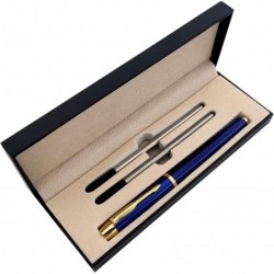 Metall-Signatur-Stift, Büro-Rollerball, Kugelschreiber mit schwarzer Tinte, schönes Geschenk für Familie, Klassenkameraden und Kollegen, auswechselbare 0,5-mm-Minen, in Geschenkverpackung (blau)