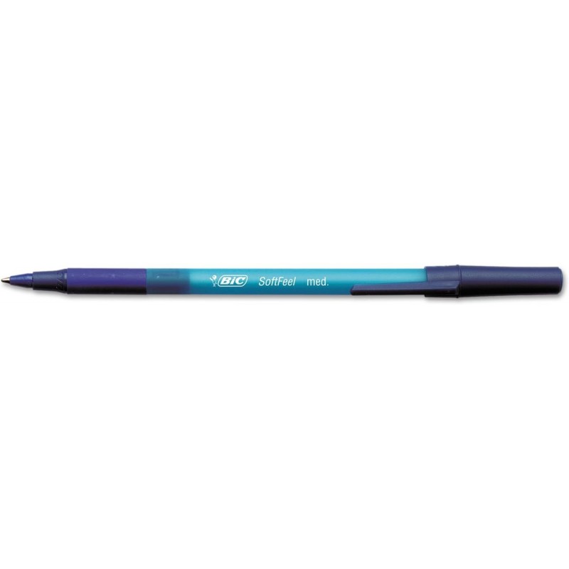 BIC SGSM11-BLUE Soft Feel Kugelschreiber, mittlere Spitze (1,0 mm), blau, 12 Stück