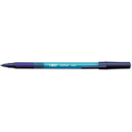 BIC SGSM11-BLUE Soft Feel Kugelschreiber, mittlere Spitze (1,0 mm), blau, 12 Stück