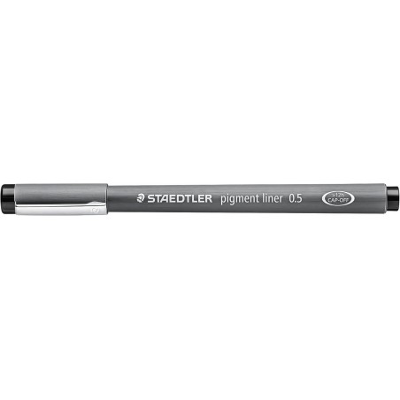 STAEDTLER Pigment Liner, Fineliner zum Zeichnen, Entwerfen, Journaling, 0,5 mm, Schwarz, 308 05-9