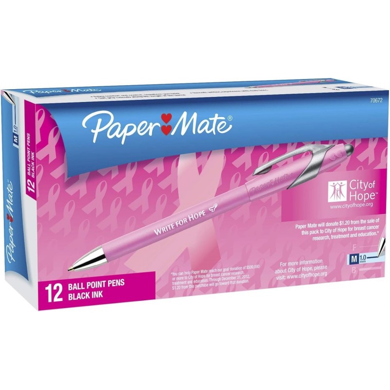 Paper Mate 70672 FlexGrip Elite Druckkugelschreiber, mittlere Spitze, rosa Schaft, 12 Stück