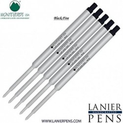 Lanier Kombipack – 5er-Pack – Monteverde® Kugelschreiber W42 ohne Kappe, Gel-Tinten-Mine, kompatibel mit den meisten Kugelschreibern im Waterman®-Stil – Schwarz (feine Spitze 0,6 mm)