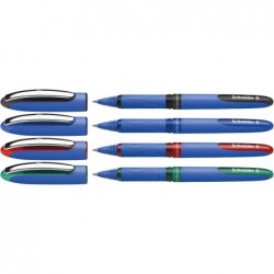 Schneider C Products One Hybrid 03 Tintenroller Hybrid konische Spitze, verschiedene Farben, 4er-Pack Etui, blau, grün, rot, schwarz, 0,3 mm