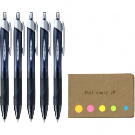 Jetstream Druckkugelschreiber, Ultra Micro Point 0,38 mm, schwarze Tinte, 5er-Pack, Haftnotizen-Vorteilsset