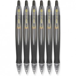 Pilot G6 Gel-Tinten-Kugelschreiber mit Druckfunktion, nachfüllbar, G2-Tinte, feine Spitze, 0,7 mm, schwarze Tinte, 6 Stück