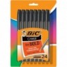 BIC® Cristal® Xtra Bold Stic Kugelschreiber, 1,6 mm, transparenter schwarzer Schaft, schwarze Tinte, Packung mit 24 Stiften