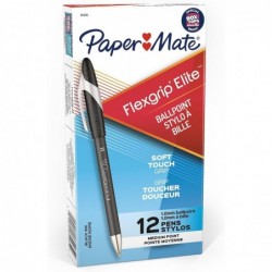 Paper Mate 85585 Flexgrip Elite Stick-Kugelschreiber, feine Spitze, schwarz, 12er-Pack