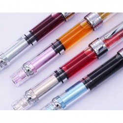 【Upgrade】4 PCS Yongsheng 3008 Kolbenfüller-Set, transparente silberne Verzierung, feine Feder, Stift mit großem Fassungsvermögen zum Schreiben/Büro/Schule/Unterschriften/Geschenk