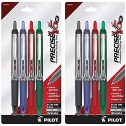 Pilot Precise V5 RT Druckkugelschreiber, extrafeine Spitze, 8er-Pack, schwarze/blaue/rote/grüne Tinte (26055)