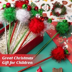 12 Stück Weihnachtsglöckchen-Stifte, silberne, rote und grüne Kugelschreiber mit Weihnachtsmotiven, süße Weihnachtsglöckchen-Stifte in Großpackung für Kinder, Weihnachtsparty-Geschenke, Heimdekoration (schwarze Mine)