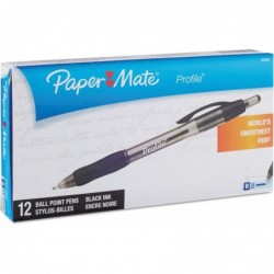 Paper Mate 89465 Profile Druckkugelschreiber, schwarze Tinte, fett, Dutzend