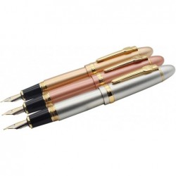 3 Stück Jinhao 159 Füllfederhalter, mittlere goldene Verzierung, großer schwerer Stift & Tintenkonverter für Nachfüllung, Business-Signatur-Geschenkkollektionsstift (Roségold, Gold, Silber)