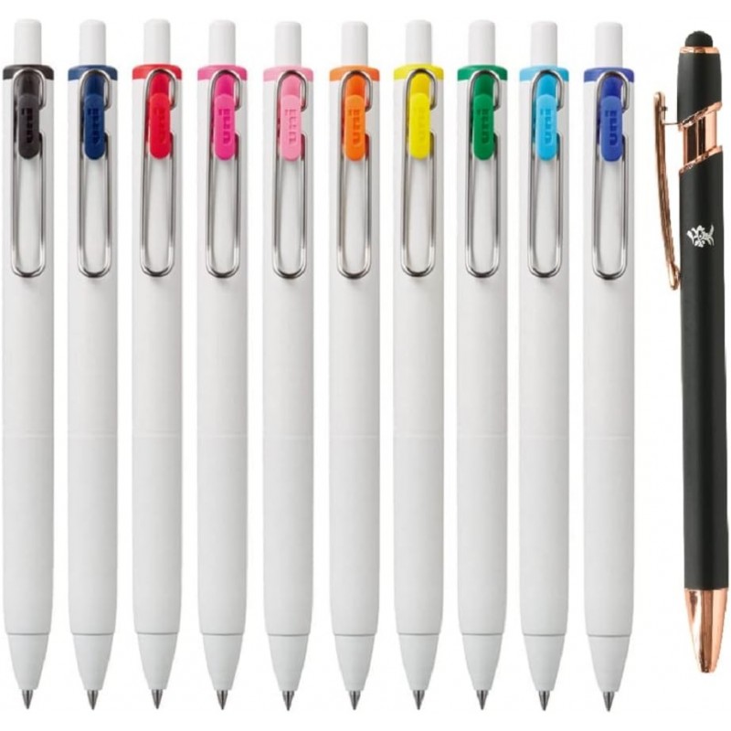 Uni-Ball One Gel-Tinte 0,5 mm Kugelschreiber 10 Farben Set UMNS05-10C Japan Import mit Original Stylus Kugelschreiber Touch Pen