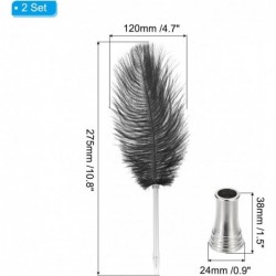 PATIKIL Feder-Kugelschreiber, 2 Stück 0,5 mm flauschige Vintage-Tintenfeder, raffiniert plattierte Stabfeder mit 2 Stück Ständerhalter für Kalligraphie, Schreiben, Unterschrift, Gast, Hochzeitsgeschenk, schwarz