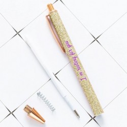 Personalisierte Kugelschreiber mit Text – individueller Kugelschreiber in Roségold – schwarzer Tintenstift – bequemer Griff – süßer Glitzerstift für Schulabschluss, Geburtstag, Hochzeit – umwerfender Geschenkstift – 12 Stück