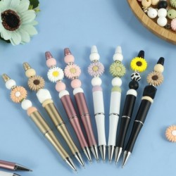 16-teiliges Perlenstifte-Set mit Gänseblümchen-Motiv, DIY-Perlenstifte, mehrfarbige Perlen, verschiedene Perlenstifte, Perlenstifte-Set mit schwarzer Tinte, kreative Perlen-Kugelschreiberminen, austauschbar, für Frauen und Kinder, DIY-Geschenkkunst