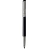 Parker Vector Premium Tintenroller, schwarzer Edelstahl, gemeißelt, mittlere Spitze, blaue Tinte