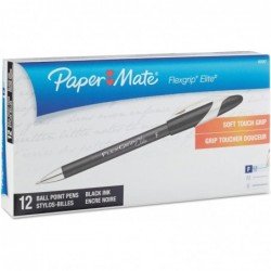 Paper Mate 85587 FlexGrip Elite Kugelschreiber, schwarze Tinte, fein, Dutzend